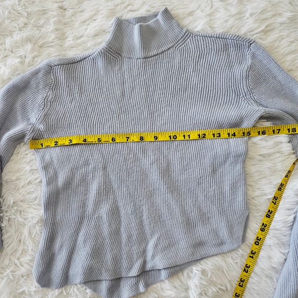 Frank &‎ Oak Blue 100% Merino Wool Asymmetrical Hem Turtleneck Sweater. Size XXS - Picture 7 of 10